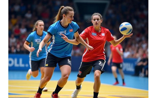 Jugadores de balonmano en acción durante un partido